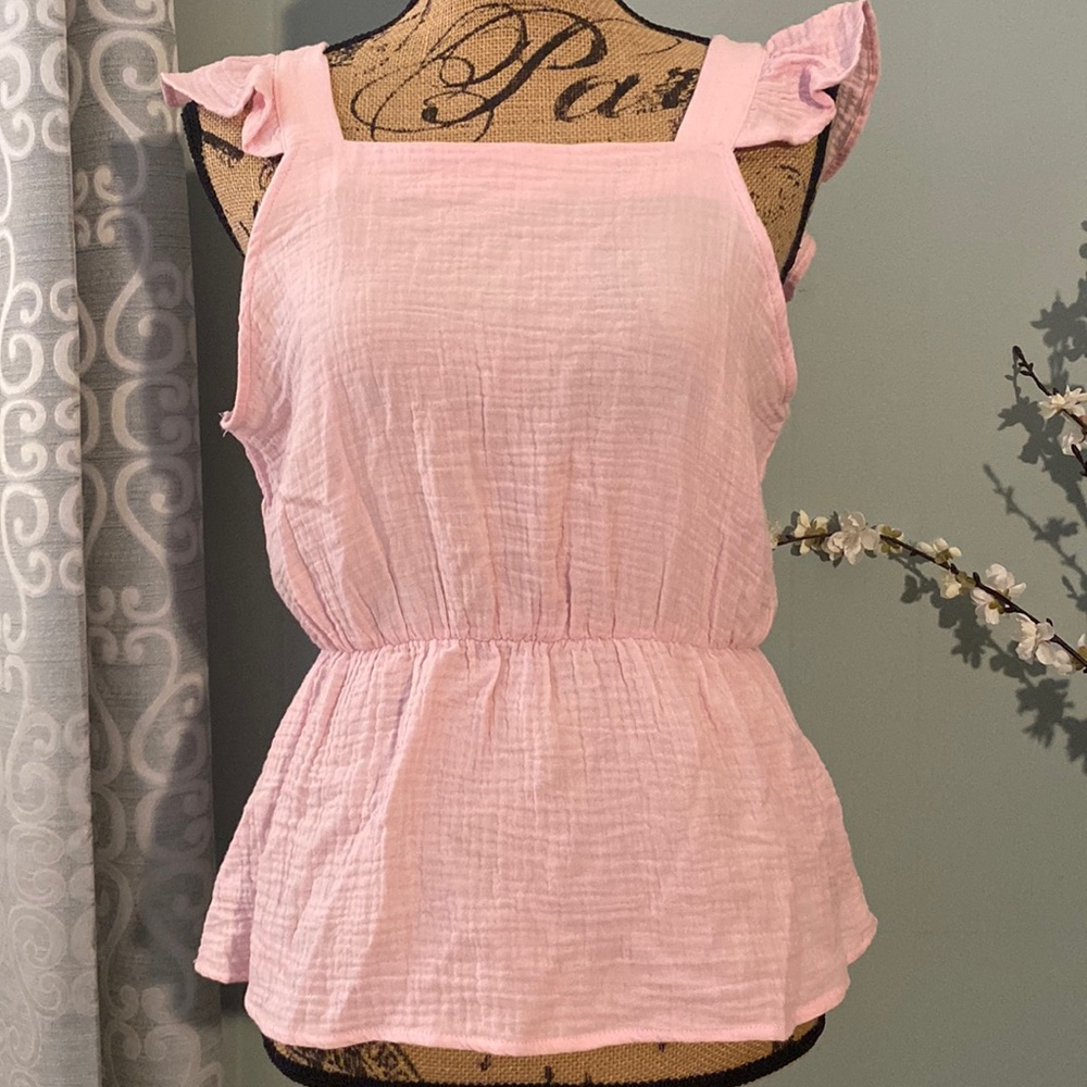 NWT Vero Moda Natalie Open Back Guazy Peplum Ruffle Top